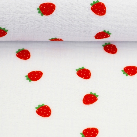 Musselin - Thea - Erdbeeren