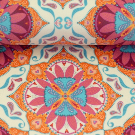 Dekostoff - Samtstoff - Boho Velvet - Ornamente - natur