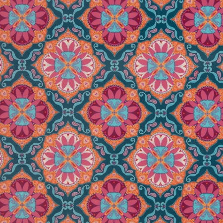 Dekostoff - Samtstoff - Boho Velvet - Ornamente - petrol