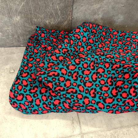 Viskose- Webware - Leo - petrol - rot