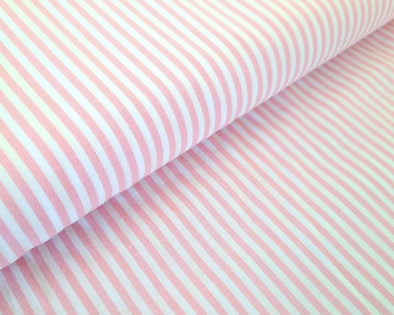 Baumwolle - Streifen - 3 mm - rosa - weiß - melliert - Caravelle