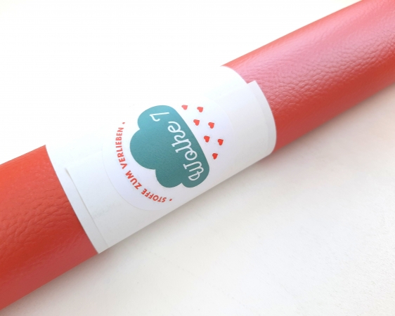 30 cm - Kunstleder - koralle - metallic