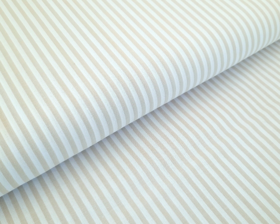Baumwolle - Streifen - 3 mm - beige - weiß - melliert - Caravelle