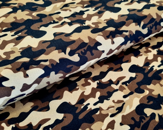 Baumwollstoff - Camouflage - braun