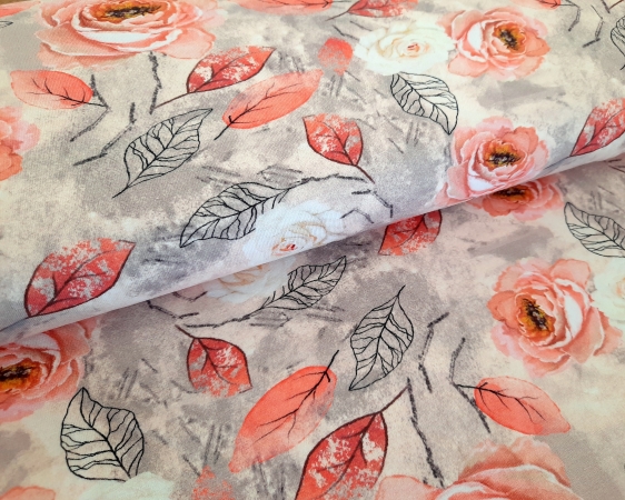 Jersey - Rosen - grau - apricot