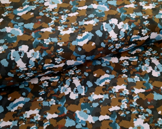 Jersey - Muster - petrol - braun - grau