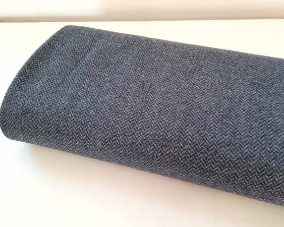 Tweed - Fischgrät - blau