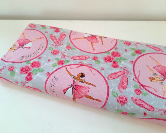 Baumwollstoff - Ballerina - grau - pink