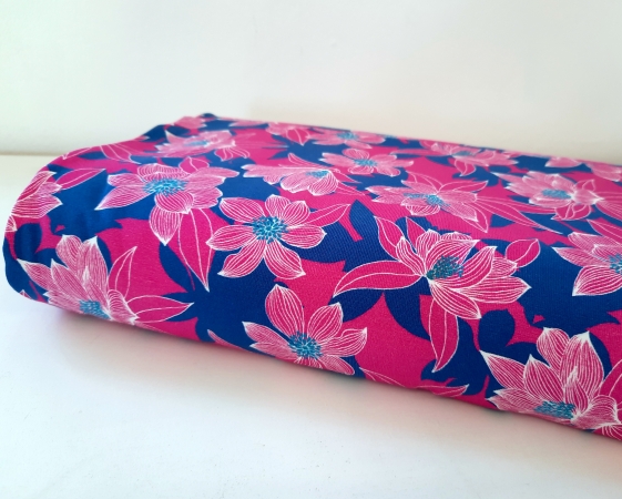 Jersey - Tropical Forest - Blumen - dunkelblau - erika