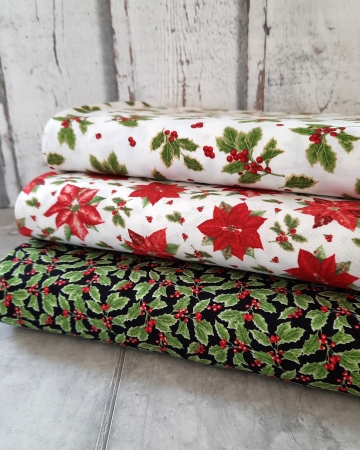 Baumwolltoff - Patchwork - Weihnachtssterne - weiss