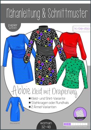 KIbadoo - Damen Kleid Abbie Gr. 32-48 - DIN A 0 Schnittmuster und Anleitung als Broschüre