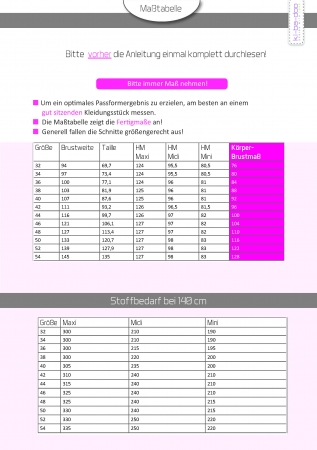 KIbadoo - Kleid Blusenkleid Birthe Damen Gr. 32-54 - DIN A 0 Schnittmuster und Anleitung als Broschüre