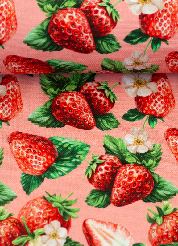 Canvas - Matteo - Erdbeeren - Leinenoptik - Taschen - Kissen - Baumwolle