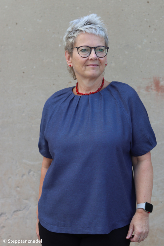 Mika - weiche Baumwoll-Webware melange - dunkelblau - ideal für Blusen & Hemden