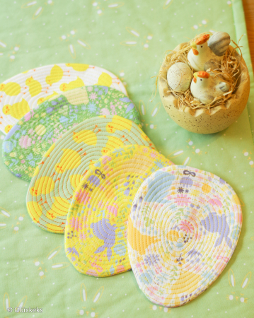 Baumwollstoff - Happy Easter - Hühner - gelb