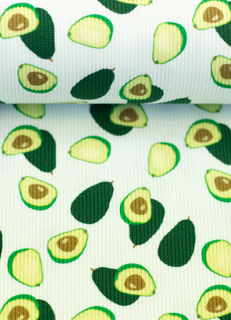 Rippjersey - Avocado - weiss