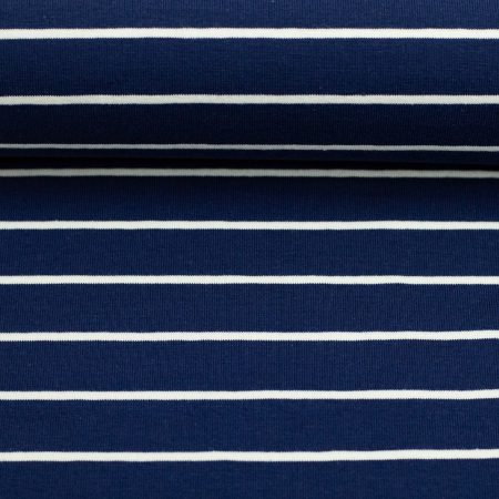 Jersey - Isa  - Streifen - dunkelblau - weiss