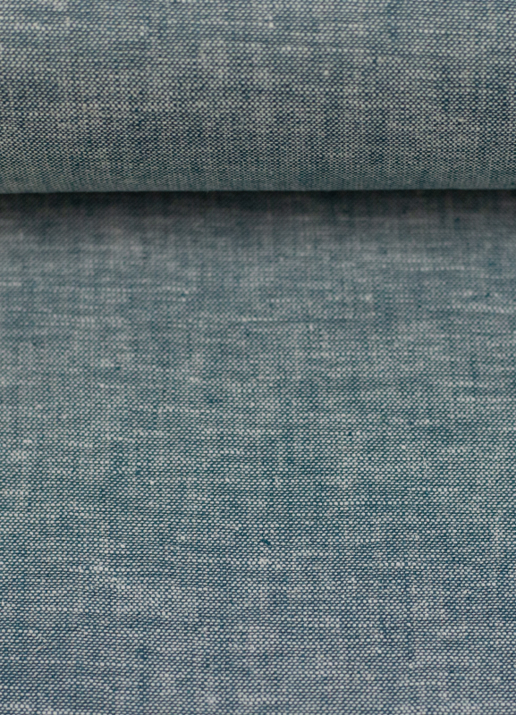Baumwoll Leinen Stoff - Paul - leicht und luftig - petrol melliert