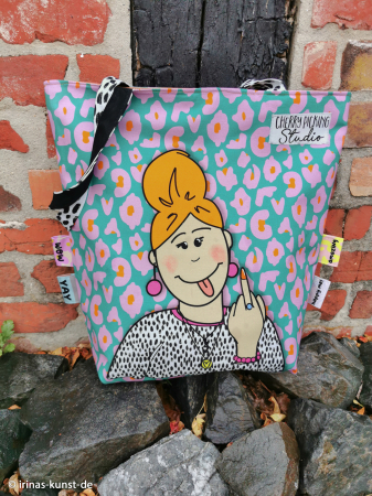 Cherry Picking Bags - Panel für 2 Taschenbeutel mit coolem Muster - Popcorn & Frau - Vorbestellung