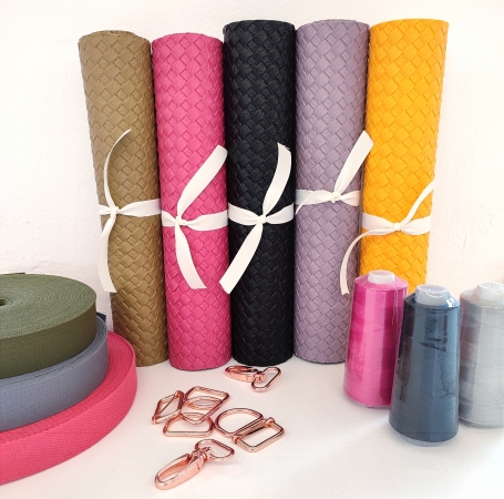 30 cm - Kunstleder - Flechtoptik - Beatrice - gelb
