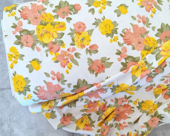 Viskose Jersey - Blumen - wollweiß - vintage