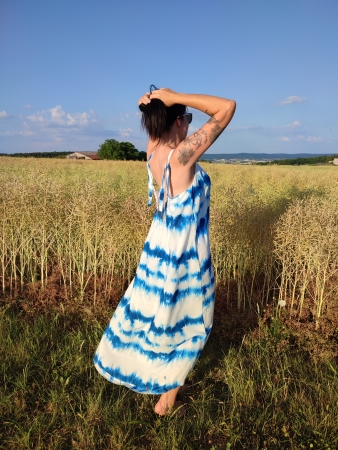 Viskose Webware - Lexi - Batik - blau - weiss