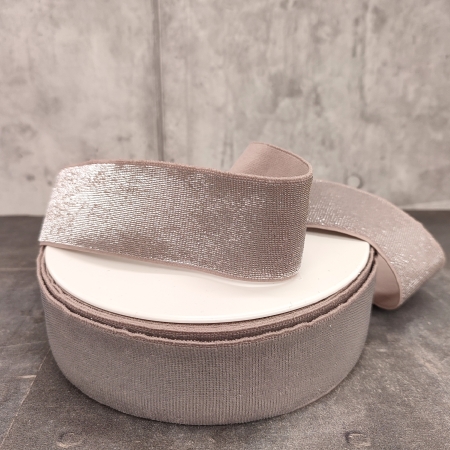 Gummiband - Gürtelgummi - Bündchen - 40 mm - glänzend - altrosa silber