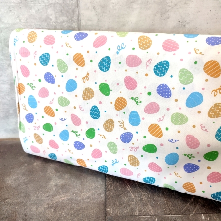 Baumwollstoff - Happy Easter - kleine Ostereier - weiß