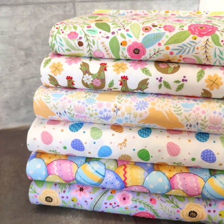 Baumwollstoff - Happy Easter - Blumenwiese - flieder