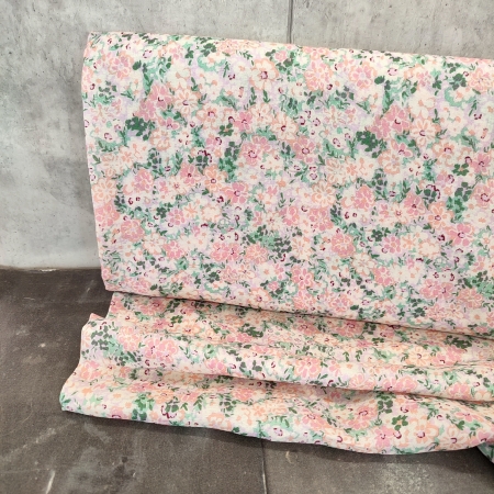 Viskose - Webware - Linda - kleine Blumen - apricot - bunt