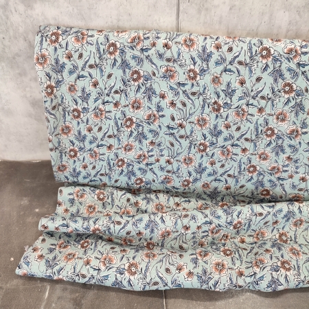 Viskose - Webware - Linda - Blumen - blau - braun
