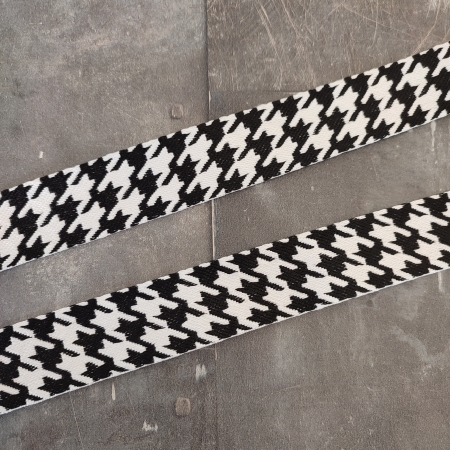 Gurtband - Hahnentritt - schwarz/weiß - 38 mm