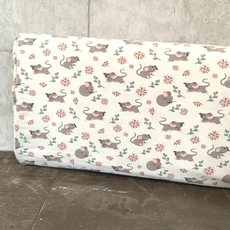 Jersey - Mäuse - grau - rosa