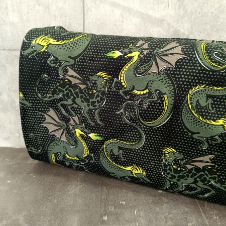 Sommersweat - Mystic Dragon - schwarz - grün - Dots