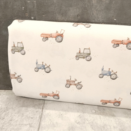 Jersey - Vintage Tractors - creme - by Family Fabrics