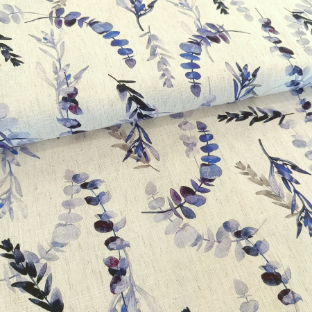 Viskose - Leinen - Eucalyptus - natur - blau - lila