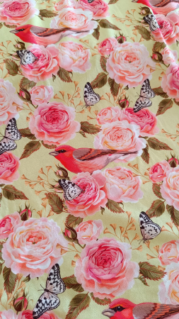 Jersey - Rosen - Vögel - grün-gelb