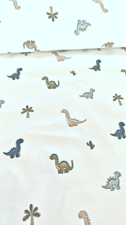 Jersey - kleine Dino`s - weiss - bunt