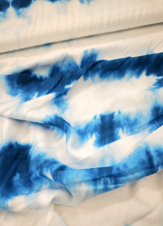 Viskose Webware - Lexi - Batik - blau - weiss