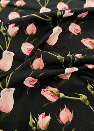 Jersey - Rosen - Blumen - schwarz