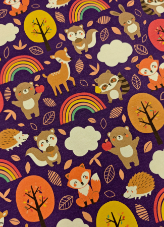 Sommersweat - Tomke - Waldtiere - Regenbogen - aubergine