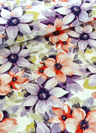 Jersey - Blumen - lila - rot