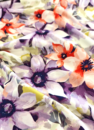 Jersey - Blumen - lila - rot