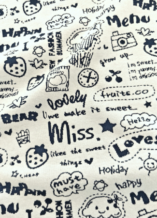 Jersey - Jacquard - Comic - weiss - schwarz