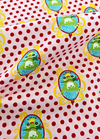 Baumwollstoff - Frosch - König - Punkte