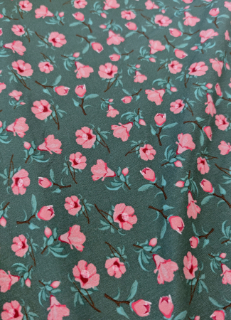 Jersey - Flowers - pink/rosa - salbei dunkel