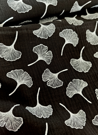 Musselin - Thea - Ginko - schwarz - weiss
