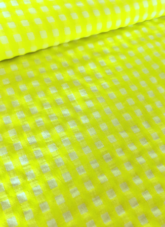 Baumwolle - Serrsucker - karo - neongrün-gelb