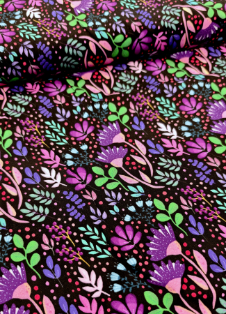 Viskose- Webware - in full bloom - by Emjo Design - schwarz