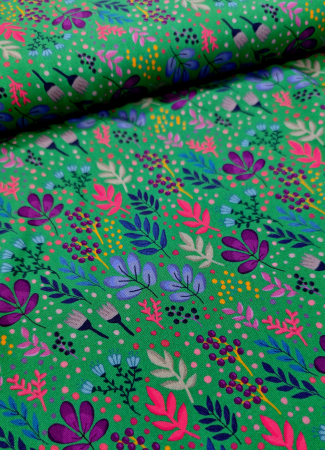 Viskose- Webware - Wildflowers - by Emjo Design - grün
